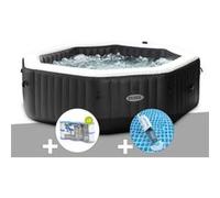 Kit spa gonflable Intex PureSpa Carbone octogonal Bulles et Jets 6 places + 12 filtres + Aspirateur