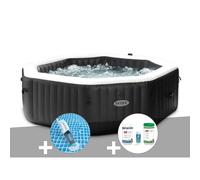 Kit spa gonflable Intex PureSpa Carbone octogonal Bulles et Jets 6 places + Kit traitement brome + Aspirateur