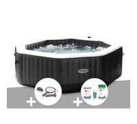 Kit spa gonflable Intex PureSpa Carbone octogonal Bulles et Jets 6 places + Kit traitement brome + Kit d'entretien