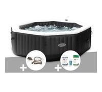Kit spa gonflable Intex PureSpa Carbone octogonal Bulles et Jets 6 places + Kit traitement brome + Kit d'entretien