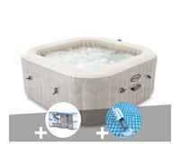Kit spa gonflable Intex PureSpa Chevron carré Bulles 4 places + 6 filtres + Aspirateur