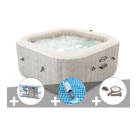 Kit spa gonflable Intex PureSpa Chevron carré Bulles 4 places + 6 filtres + Aspirateur + Kit d'entretien