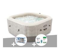 Kit spa gonflable Intex PureSpa Chevron carré Bulles 4 places + 6 filtres + Kit de traitement brome