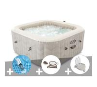 Kit spa gonflable Intex PureSpa Chevron carré Bulles 4 places + Aspirateur + Kit d'entretien + Porte-verre