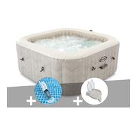 Kit spa gonflable Intex PureSpa Chevron carré Bulles 4 places + Aspirateur + Porte-verre