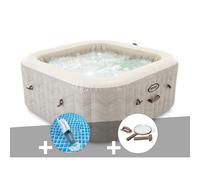 Kit spa gonflable Intex PureSpa Chevron carré Bulles 6 places + Aspirateur + Kit d'entretien
