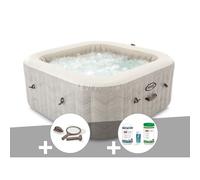 Kit spa gonflable Intex PureSpa Chevron carré Bulles 6 places + Kit d'entretien + Kit de traitement brome
