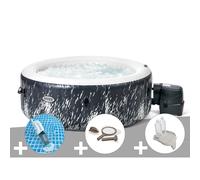 Kit spa gonflable Intex PureSpa Galaxie rond Bulles avec LED 4 places + Aspirateur + Kit d'entretien + Porte/verre