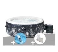 Kit spa gonflable Intex PureSpa Galaxie rond Bulles avec LED 4 places + Aspirateur + Porte/verre
