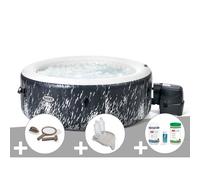Kit spa gonflable Intex PureSpa Galaxie rond Bulles avec LED 4 places + Kit d'entretien + Porte-verre + Kit de traitement brome