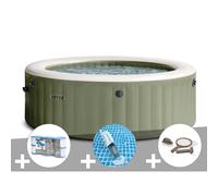 Kit spa gonflable Intex PureSpa Olive rond Bulles 4 places + 6 filtres + Aspirateur + Kit d'entretien