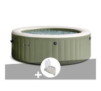 Kit spa gonflable Intex PureSpa Olive rond Bulles 4 places + Porte-verre