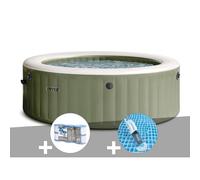 Kit spa gonflable Intex PureSpa Olive rond Bulles 6 places + 6 filtres + Aspirateur