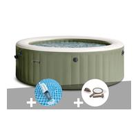 Kit spa gonflable Intex PureSpa Olive rond Bulles 6 places + Aspirateur + Kit d'entretien