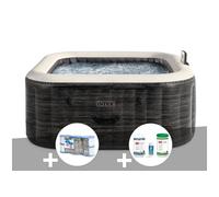 Kit spa gonflable PureSpa Ardoise carré Bulles 4 places Wifi + 6 filtres + Kit traitement brome