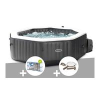 Kit spa gonflable PureSpa Carbone octogonal Bulles et Jets 4 places + 12 filtres + Kit d'entretien