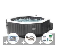 Kit spa gonflable Intex PureSpa Carbone octogonal Bulles et Jets 4 places + 12 filtres + Kit traitement brome + Kit d'entretien