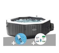 Kit spa gonflable Intex PureSpa Carbone octogonal Bulles et Jets 4 places + Kit traitement brome + Aspirateur