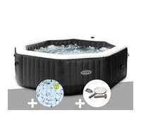 Kit spa gonflable Intex PureSpa Carbone octogonal Bulles et Jets 6 places + 5 kg de sel + Kit d'entretien
