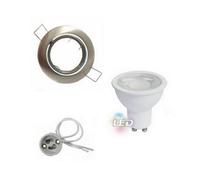 Kit Spot LED GU10 Encastrable Orientable 8W Rond Inox - Blanc Chaud 2300K - 3500K