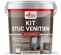 Kit Stuc Vénitien Décoratif Intérieur - STUCCOLIS 7 m² Ivoire Crème | Kit Complet, s'Applique en Intérieur sur Plâtre, Ciment et Béton, Effet de Transparence - Arcane Industries