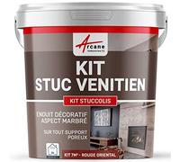 Kit Stuc Vénitien Décoratif Intérieur - STUCCOLIS 7 m² Rouge Oriental | Kit Complet, s'Applique en Intérieur sur Plâtre, Ciment et Béton, Effet de Transparence - Arcane Industries