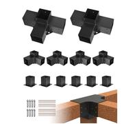 VEVOR Kit Support de Pergola, Lot de 12, Support de Poteau Bois 92x92 mm, Supports d'Angle à 3 Voies, à 4 Voies, 6 Bases de Poteaux, pour Poutres Bois Standard à Toit Plat, Banquet Fête en Plein Air