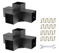 Kit Supports de Pergola 4x4 po Support de Poteau Bois de Menuiserie 2 Supports d'Angle à 4 Voies Base KIT ACCESSOIRE POUR REPAS