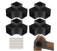 VEVOR Kit Supports de Pergola 6x6 po 15x15 cm Support de Poteau Bois de Menuiserie 4 Supports d'Angle à 3 Voies Base de Poutres Quincaillerie Bricolage pour Tonnelles, Pergolas de Terrasse, Cabanes