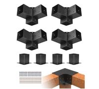Kit Supports de Pergola-VEVOR-Lot de 8, Support de Poteau Bois 92x92 mm, 4 Supports d'Angle 3 Voies, 4 Bases de Poteaux