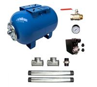 Kit Surpresseur Eau Horizontal 200l - 1"1/4 Avec Pressostat Et Manomètre
