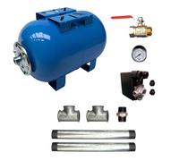 Kit Surpresseur Eau Horizontal 200l - 1"1/4 Avec Pressostat Et Manomètre