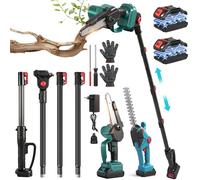 Kit taille-haie télescopique et sans fil 4 en 1 - Moteur en cuivre pur 21 V - Barre télescopique de 2 m - 2 batteries de 2,0 Ah - Taille-haie sans fil - Pour tailler les arbres, l'entretien des haies