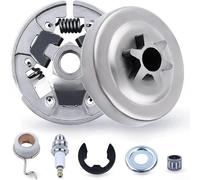 Kit Tambour d'Embrayage 6 Dents pour Tronçonneuse MS170 MS180 MS250 Pignon Métal avec E-Clip pour Réparation Chaîne Pas 3/8