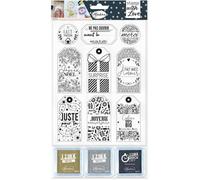 Kit Tampon de Noël - ALADINE - Étiquettes cadeaux - 12 pcs - Blanc - Mixte