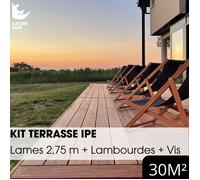 Kit terrasse complet - IPÉ - Ep.21 mm x l.145 mm - L.2,75 m - À partir de 10 m²