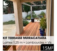Kit terrasse complet - MUIRACATIARA / TIGER WOOD - Ep.21 mm x l.145 mm - L.1,25 m - À partir de 10 m²