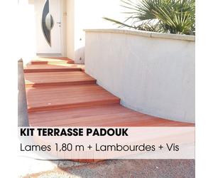 Kit terrasse complet - PADOUK - Ep.21 mm x l.145 mm - L.1,80 m - À partir de 10 m²