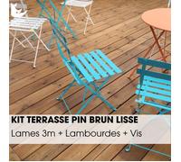Kit terrasse complet - PIN BRUN - AB LISSE - Ep.20 mm x l.120 mm - L.3 m - À partir de 10 m²