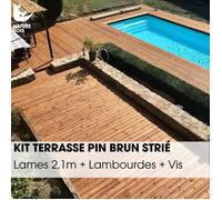 Kit terrasse complet - PIN BRUN - AB STRIÉ - Ep.27 mm x l.145 mm - L.2,1 m - À partir de 10 m²