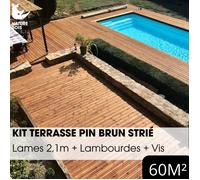 Kit terrasse complet - PIN BRUN - AB STRIÉ - Ep.27 mm x l.145 mm - L.2,1 m - À partir de 10 m²