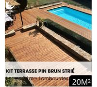 Kit terrasse complet - PIN BRUN - AB STRIÉ - Ep.27 mm x l.145 mm - L.2,1 m - À partir de 10 m²