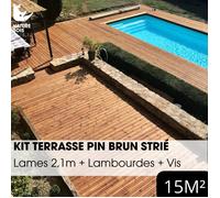 Kit terrasse complet - PIN BRUN - AB STRIÉ - Ep.27 mm x l.145 mm - L.2,1 m - À partir de 10 m²