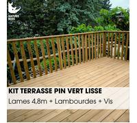 Kit terrasse complet - PIN VERT - AB LISSE - Ep.27 mm x l.145 mm - L.4,8 m - À partir de 10 m²