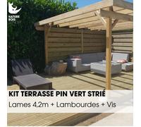 Kit terrasse complet - PIN VERT - AB STRIÉ - Ep.27 mm x l.145 mm - L.4,2 m - À partir de 10 m²