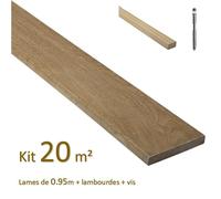 Kit terrasse de 20m² en bois exotique itauba Longueur 950mm avec Lambourde et vis