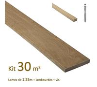 Kit terrasse de 30m² en bois exotique itauba Longueur 1250mm avec Lambourde et vis