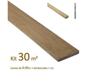 Kit terrasse de 30m² en bois exotique itauba Longueur 950mm avec Lambourde et vis