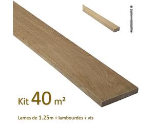 Kit terrasse de 40m² en bois exotique itauba Longueur 1250mm avec Lambourde et vis