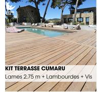 Kit terrasse exotique complet - CUMARU KD - Lames 2,75 m - À partir de 10 m²